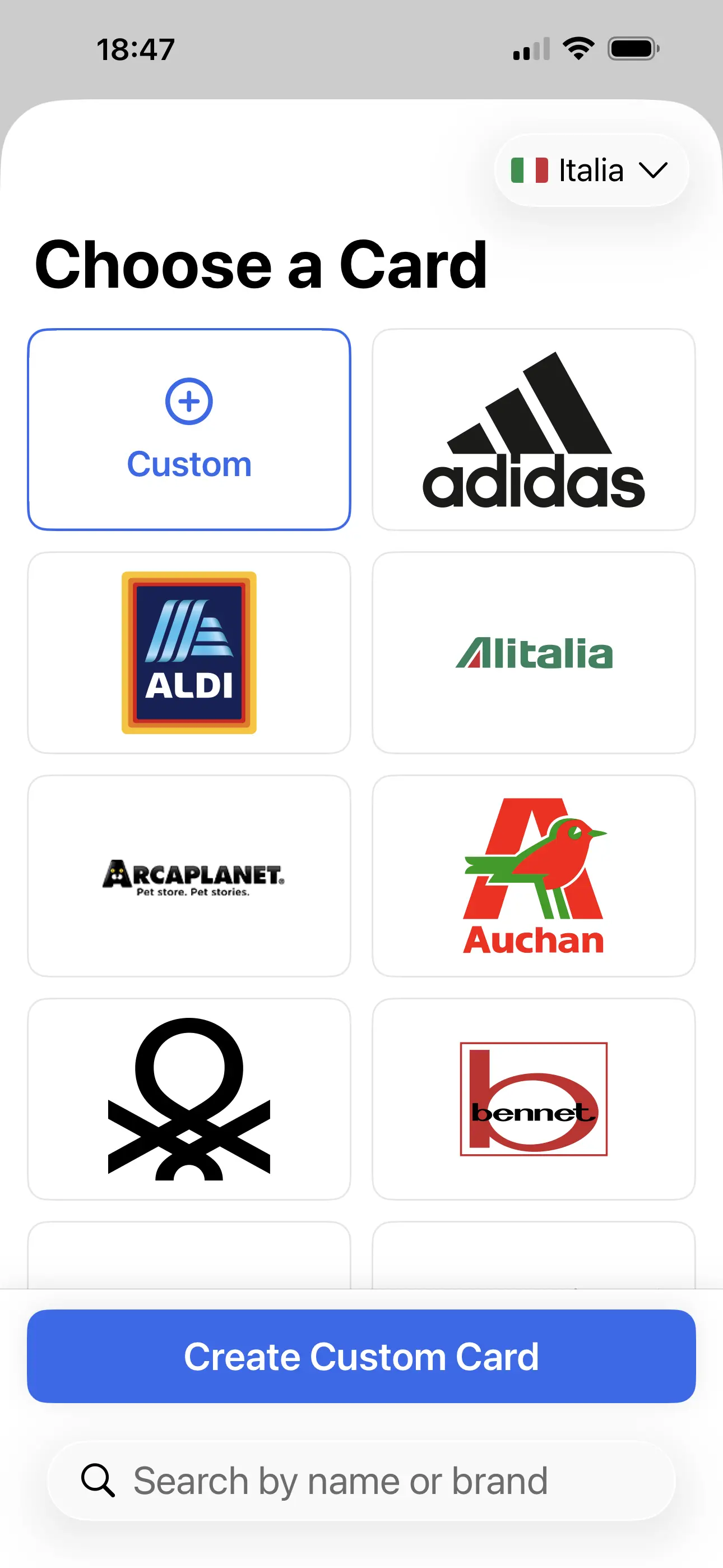 Choose a Card - add flow